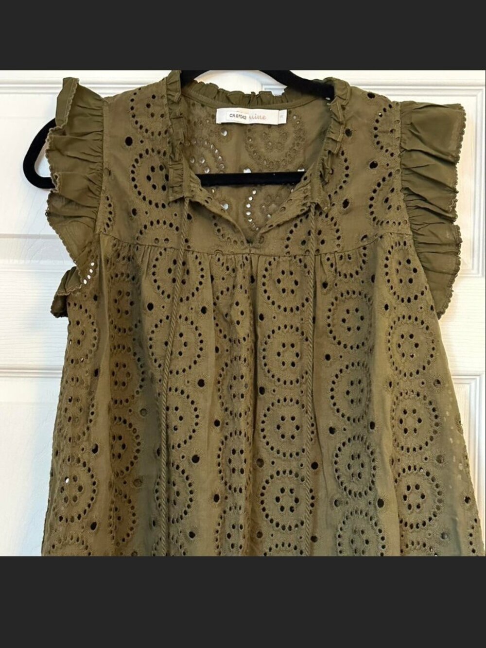 Olive green eyelet top